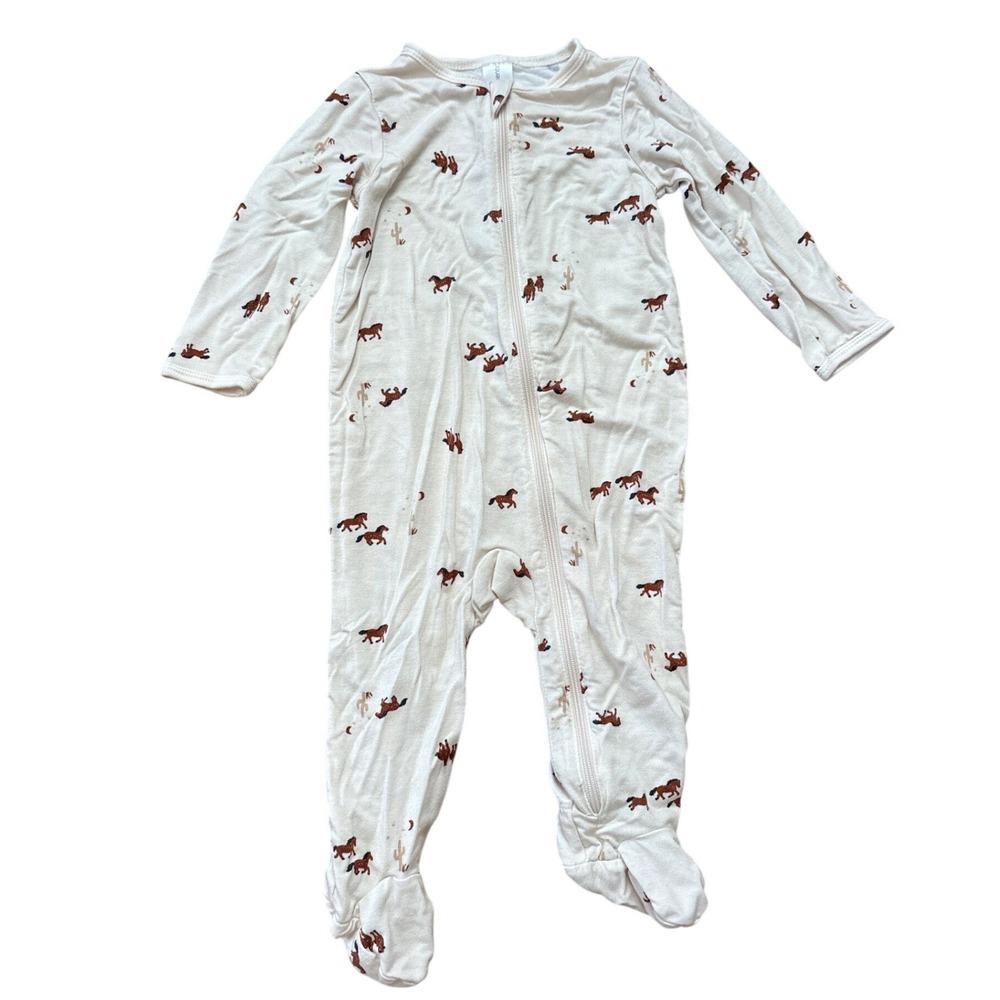Modern Moments Gerber Footed Sleeper Baby Cream Horse Print SIZE 3-6 M
